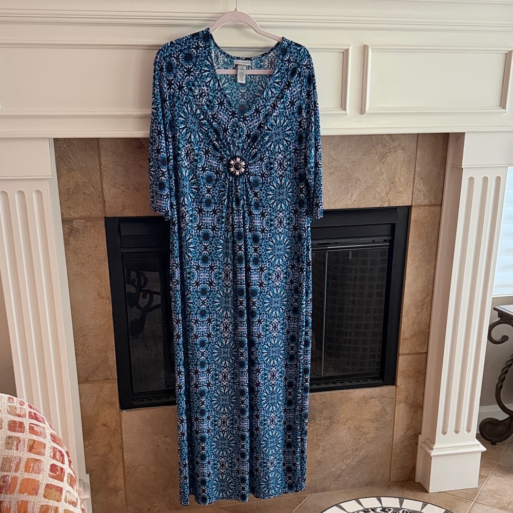 Catherines Blue Floral Maxi Dress